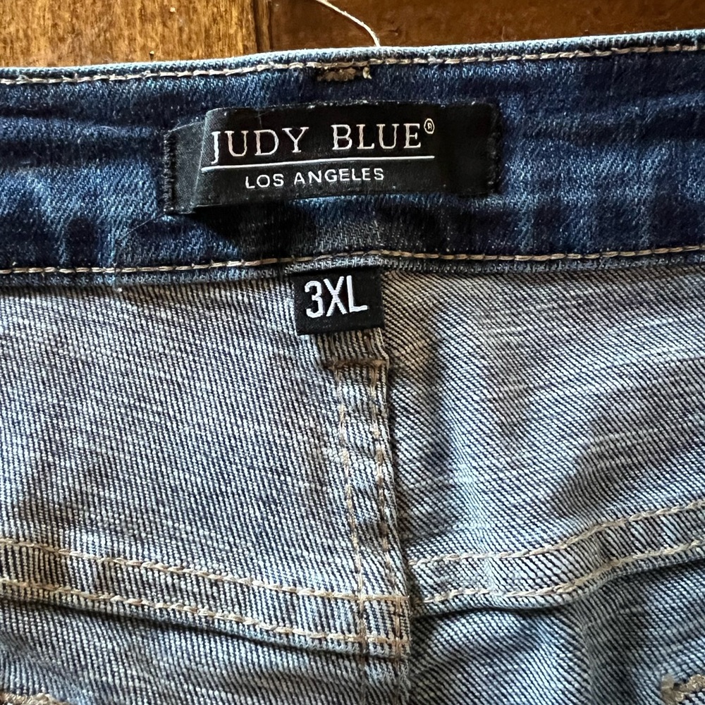 Judy Blue Classic Blue Distressed Cutoff Denim Shorts 3XL